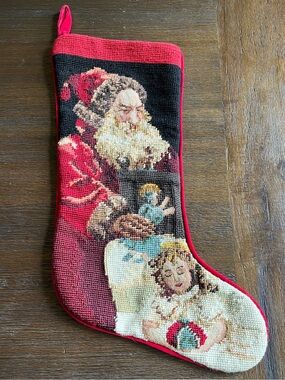 Vintage | Imperial Elegance | Needlepoint Christmas Stocking | Santa Claus